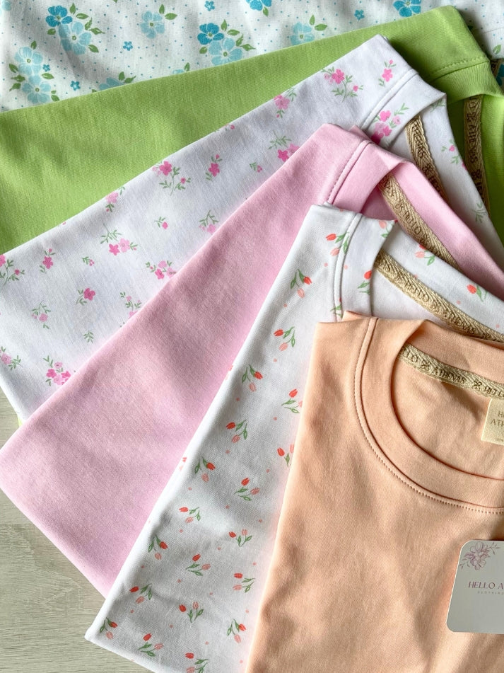 NEW! Polo AtheBasic Estampado Garden - Pink Flowers