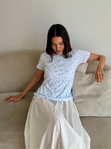 NEW! Polo AtheBasic Estampado Garden - Turquoise flowers