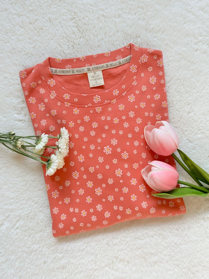 NEW! Polo AtheBasic Estampado Garden - Color Coral