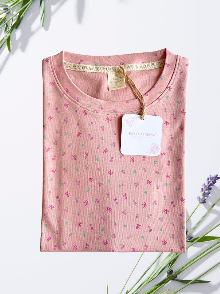 NEW! Polo AtheBasic Estampado Garden - Pink Bows