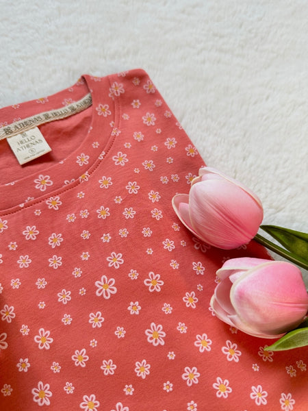 NEW! Polo AtheBasic Estampado Garden - Color Coral