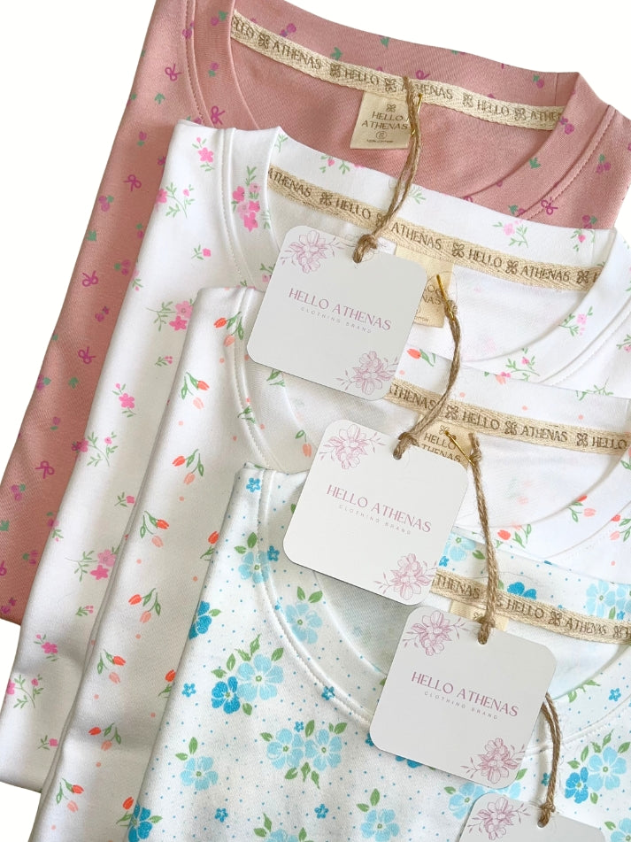 NEW! Polo AtheBasic Estampado Garden - Pink Flowers